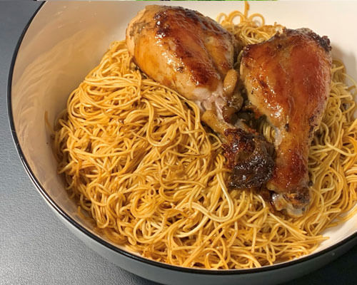 省钱菜单:6.3元的焗鸡腿配蚝油炒面(40min)